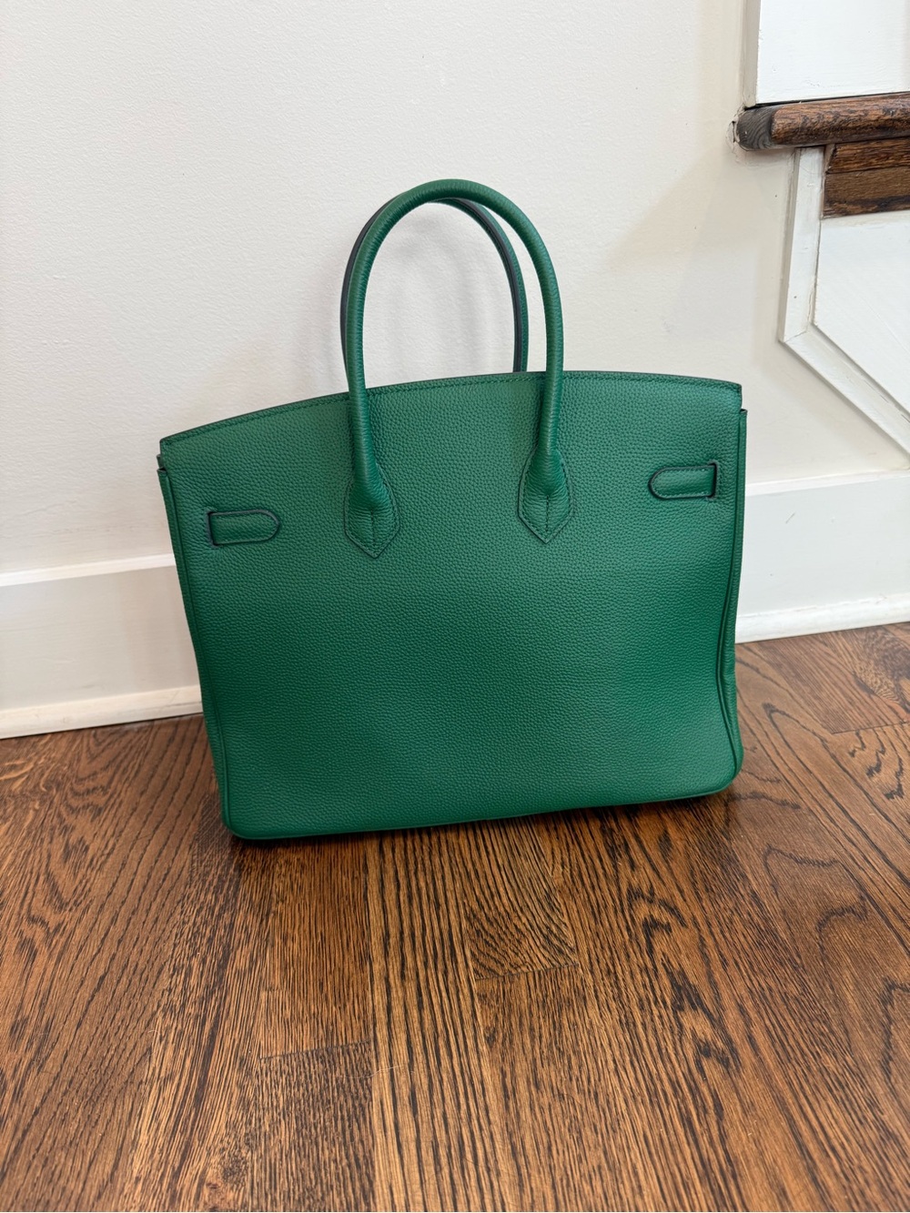 Emerald Leather, 35cm Top-Handle Satchel with Gold Hardware - Picture 2 of 7